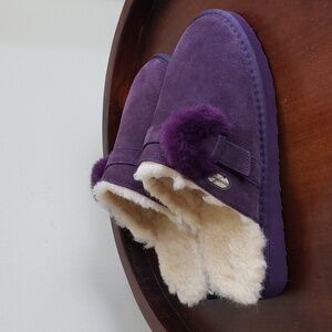 Bearpaw Lina Suede Sheepskin Slippers Size 10M Larkspur